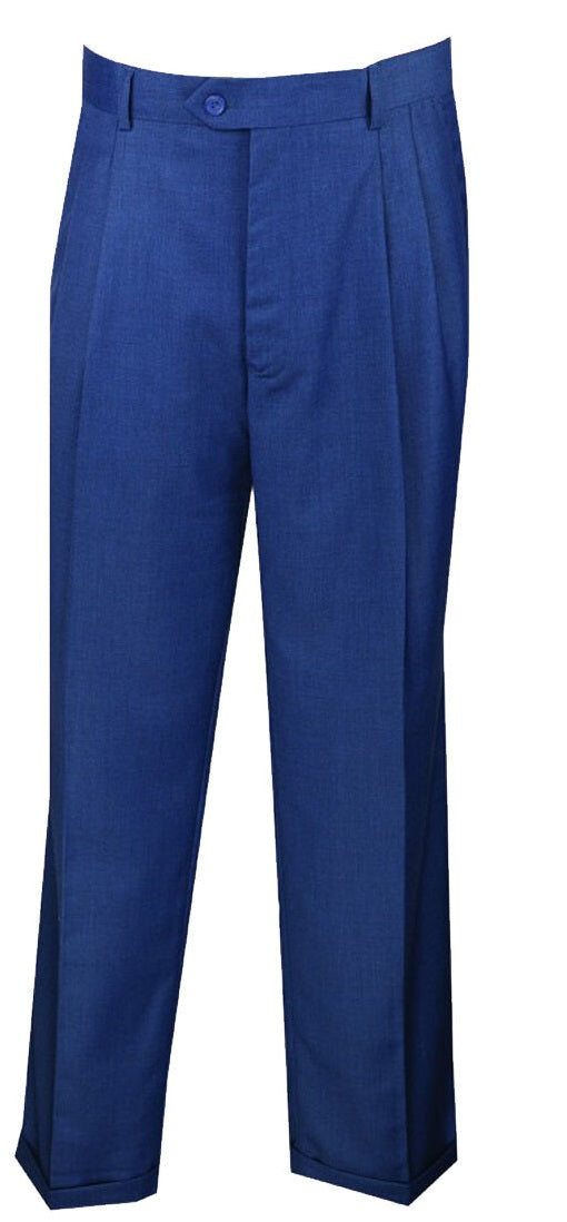Men's Pleated Pants Blue Regular Fit OP-900