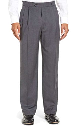 Men's Pleated Pants Medium Gray Regular Fit OP-900