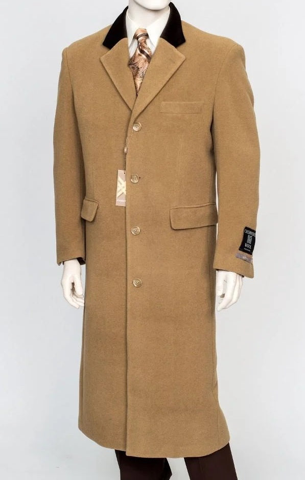 Men's Camel Chesterfield Cashmere Topcoat Long Coat Overcoat Xiotti 77000 IS