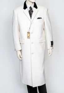 Men's White Chesterfield Cashmere Topcoat Long Coat Overcoat Xiotti 77000 IS